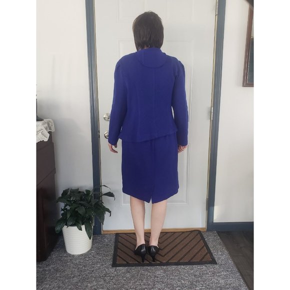 80s Blue Knit Skirt Set - Picture 3 of 4